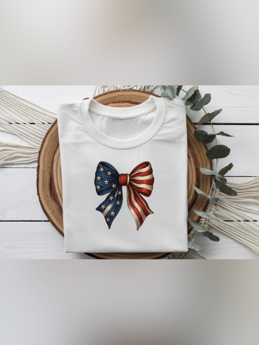 Patriotic Bow Graphic Tee | 4th of July Shirt | American Flag Bow